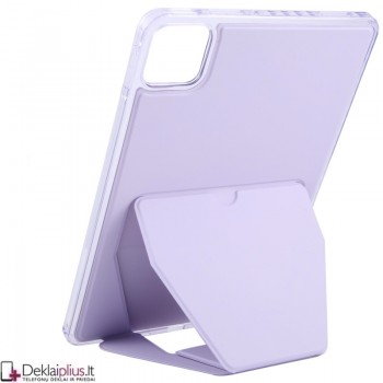 Dirbtinės odos nugarėlė su sulankstomu magnetiniu laikikliu - violetinis (Xiaomi Pad 7/Pad 7 Pro/Pad 8/Pad 8 Pro)